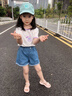 佐緋絡(luò)店鋪女童短褲牛仔褲夏裝高腰花苞嬰兒薄款寶寶洋氣小童寬松熱褲子 深藍(lán)色兩?？鄹哐萄?59 建議身高50厘米 曬單實(shí)拍圖
