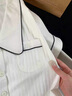 莫代爾睡衣女款夏舒適棉短袖薄款2025年新款感大翻領(lǐng)睡裙連衣裙夏季 綠邊 M 160 曬單實(shí)拍圖