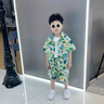 G.DUCKKIDS小黃鴨童裝男童套裝夏季兒童衣服夏威夷度假男孩沙灘襯衫兩件套 滿(mǎn)印淺綠色+墨鏡 90 尺碼1歲-1歲半【80-90cm】 曬單實(shí)拍圖