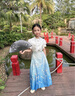 G.DUCKKIDS童裝漢服女童秋裝套裝馬面裙兒童唐裝中國(guó)風(fēng)古裝春秋季半身裙女孩 北冥有魚(yú)藍(lán)色套裝【夏款】 160 尺碼13~14歲【150-160cm】cm 曬單實(shí)拍圖