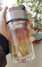 馨沐魚迷你茶水分離拉環(huán)提環(huán)水杯雙層玻璃杯小巧口袋便攜男女防燙定制 【加厚大號(hào)】300ML 曬單實(shí)拍圖