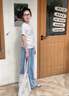 木木屋兒童牛仔褲女童褲子春秋款2025新款夏季中大童洋氣直筒高腰闊腿褲 淺藍(lán)色 160 建議13~14歲【150-160cm】c 曬單實(shí)拍圖