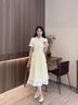 紫蒙連衣裙夏季法式2025新款學(xué)生少女小個(gè)子長(zhǎng)裙女生衣服潮流夏天裙子 假兩件淺黃色連衣裙 均碼 (可備注碼數(shù)) 曬單實(shí)拍圖
