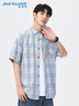 真維斯（JEANSWEST）襯衫男短袖2025夏季時(shí)尚休閑百搭格子衫男襯衣上衣淺藍(lán)2XL 曬單實(shí)拍圖