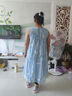 ASK JUNIOR兒童裙子女童2025夏背心裙海邊度假風(fēng)碎花連衣裙 170  藍色  曬單實(shí)拍圖