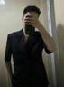 莫代爾夏季輕熟風(fēng)黑色短袖西服男士高級(jí)感痞帥寬松休閑薄款五分袖小西裝 黑色 XL 110-130 曬單實(shí)拍圖