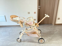 semmook遛娃神器嬰兒推車0-6歲用折疊可坐可躺帶減震雙向高景觀溜娃車 香檳金皮蓬【雙餐盤】 曬單實拍圖