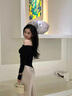 HERAGAIA感垂感醋酸緞面半身裙女2024春夏新款中長款魚尾裙高腰顯瘦包臀裙 香檳色 [春夏款9902裙長92左右] M 曬單實(shí)拍圖
