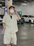UBV日系透氣天絲質感純色短褲男2025夏季直筒裁剪運動休閑五分褲 杏色 XL （建議141-155斤） 曬單實拍圖