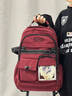 匡睿書(shū)包ins小眾初中生高顏值雙肩包女 韓版百搭高中大學(xué)生電腦背包男 酒紅色（帶胖云朵掛件） 曬單實(shí)拍圖