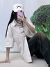 畫枕眠（HUAZHENMIAN）新中式青少年襯衫短袖男夏季設(shè)計感飛機扣襯衣感休閑套裝唐裝 白色 L 曬單實拍圖
