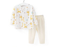 舒貝怡嬰兒衣服內(nèi)衣套裝兒童睡衣寶寶夏空調(diào)服純棉對(duì)開(kāi)秋衣褲黃色110CM 曬單實(shí)拍圖