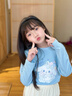 真維斯女童長(zhǎng)袖t恤兒童秋衣純棉打底衫2025新款衣服女孩中小童秋季童裝 藍(lán) 棒棒糖兔子+白 長(zhǎng)耳藍(lán)兔 90 曬單實(shí)拍圖
