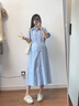 革曼孕婦裝夏裝2025新款套裝孕婦連衣裙女夏季孕媽穿搭藍條紋短袖裙子 藍條紋裙 XL 曬單實拍圖