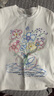 F426國潮牌夏季新款短款掐腰立體撞色花朵印花短袖T恤 白色 M 曬單實(shí)拍圖