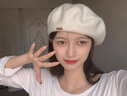 十竹羊毛貝雷帽女秋冬毛呢帽子2025新款洋氣百搭韓系顯臉小畫家帽紅色 米色【高檔羊毛/氛圍感】 曬單實(shí)拍圖