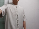 武印象太極服男士夏裝2025新款亞麻薄款短袖八段錦練功服新中式套裝高端 灰色-男士 XL (身高174-178cm體重140-160斤 曬單實拍圖