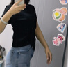 尚都比拉修身顯瘦純棉T恤女夏季設計感不規(guī)則短袖氣質上衣 黑色 M 曬單實拍圖