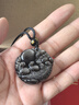 中國黃金招財貔貅黑曜石吊墜男士項鏈護身符生日禮物送男友老公結(jié)婚紀念日 招財貔貅銀曜石項鏈【京速達】 曬單實拍圖