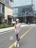 百思絨夏季健身瑜伽服速干跑步運(yùn)動(dòng)套裝女 藕紫上衣+灰咖紫七分褲  XL 曬單實(shí)拍圖