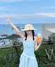 CEENIU法式藍色格子吊帶連衣裙子女夏季2025新款海邊度假小個(gè)子氣質(zhì)長(cháng)裙 藍色裙子+頭巾 M 曬單實(shí)拍圖