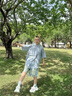超會(huì )購日系格子短袖襯衫女男夏季復古小眾設計感學(xué)生寬松休閑襯衣 藍色 M 曬單實(shí)拍圖