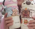 oktp學生保溫杯女兒童卡通2025新款水杯高顏值雙飲316不銹鋼吸管杯子 【京倉/更快收貨】卡皮巴拉520ml 曬單實拍圖