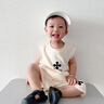 G.DUCKKIDS一歲寶寶嬰兒夏天衣服分體套裝男童夏裝男孩夏季薄款無(wú)袖時(shí)髦 米白四葉背心套裝 80 建議身高70-80cm年齡1-2歲 曬單實(shí)拍圖