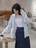 PMOG設(shè)計感小眾很仙的上衣襯衫女士夏薄款2025年新款甜美超仙防曬襯衣 藍色【扎染防曬衣】 L 建議110-120斤 曬單實拍圖