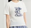 百家好（Basic House）Basic House/百家好卡通刺繡短袖針織衫夏季短款輕薄圓領(lǐng)撞色上衣 白色 L 曬單實(shí)拍圖
