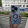 艾派客華為pura80Pro+手機殼磁吸支架氣囊防摔保護套P80Pro電鍍全透明鏡頭全包圍硅膠閃粉簡約男女款外殼 【冰晶藍】氣囊防摔帶鏡頭膜-磁吸支架+閃粉卡 華為pura80Pro/Pro+ 曬單實拍圖