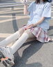 真維斯（JEANSWEST）純棉短袖女夏2025新款小眾設(shè)計(jì)感上衣寬松休閑韓版圓領(lǐng)女款t恤衫 天藍(lán) 許愿小兔_K L 曬單實(shí)拍圖