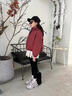 貝孩趣女童外套春秋款2025新款童裝女中大童加棉連帽衣服兒童冬裝沖鋒衣 酒紅色【春秋款】 150 碼(建議身高135-145厘米) 曬單實(shí)拍圖