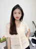 AEMAPE2025春夏季新款女士薄款短袖鏤空針織開衫外套配吊帶長裙罩衫披肩 白色 L (160) 100-110斤 曬單實拍圖