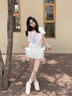 LDBEhellokitty斜肩短袖t恤女夏季新款小眾設(shè)計(jì)感顯瘦吊帶露肩上衣ins 白色 M 【90斤以內(nèi)】 曬單實(shí)拍圖