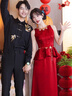泰勒馬丁紅色新中式新娘旗袍敬酒服2025新款古裝婚紗結(jié)婚禮服出閣服回門服 HF058(贈隨機腰帶1條) S 曬單實拍圖