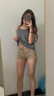 貞喜氣新款高腰彈力緊身包臀短褲女夏季顯瘦百搭微喇叭休閑熱褲潮 淺卡其色 L 偏小一碼 曬單實(shí)拍圖