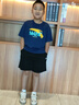 安踏（ANTA）男童夏裝運動(dòng)套裝旗艦兒童速干短袖短褲大童童裝白色T恤 藍/黑2 針織褲 150 cm 曬單實(shí)拍圖