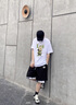 LEEX-GOOD短袖男夏季新款男士t恤卡通休閑寬松情侶百搭圓領T恤衫 淡綠 XL 曬單實拍圖
