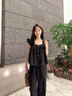 SNYDER WEAR2025夏季新款女套裝韓版寬松小飛袖上衣+闊腿褲休閑減齡兩件套裝 咖啡色【套裝】 M 建議80-100斤 曬單實拍圖