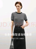 麥檬MM24秋新品黑白撞色桑蠶絲棉圓領毛針織衫短袖女5F1931291 黑色5F1931291 S 曬單實拍圖