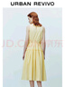 UR秋季新款女裝多巴胺元氣木耳邊縮褶連衣裙UWU740113 米黃 M 曬單實(shí)拍圖