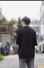 太平鳥男裝【王鶴棣同款】 Daria Song聯(lián)名新款POLO衫 B1EEF2235 黑色1 XL 曬單實(shí)拍圖