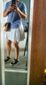駱駝（CAMEL）防走光女兩件套裝速干健身運動服 C24BAWL6024A5 蒼鷺藍/白 L 曬單實拍圖