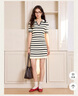 自巧小個(gè)子miu系條紋短款針織連衣裙女2025春夏新款中長(cháng)Polo裙子 藏青米條短款 XXS （1碼） 曬單實(shí)拍圖