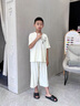 迪士尼男童睡衣冰絲夏款兒童短袖長褲套裝夏季薄款中大童男孩空調(diào)家居服 米杏 150 cm 曬單實拍圖