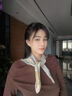 吳蠶里（WUCANLI）2025新款真絲羊毛小方巾絲巾女士新款春季圍巾系脖高級感薄款護頸 情迷自然柔米黃(真絲羊毛雙面雙 曬單實拍圖
