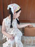 贏夫人（Mrs win）法式田園風(fēng)碎花蕾絲鏤空三角頭巾女春夏包頭綁發(fā)絲巾發(fā)帶百搭裝飾 #多巴胺田園頭巾【發(fā)箍款】 曬單實(shí)拍圖