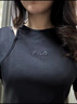 FILA 斐樂官方女子針織連衣裙2025夏新款時尚簡約休閑修身連身裙 正黑色-BK M 曬單實拍圖