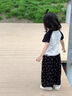 G.DUCKKIDS小黃鴨童裝女童短袖套裝夏季新款洋氣韓版休閑小女孩夏裝兩件套薄 黑白色 130 (建議115-125cm 5.2-7周歲) 曬單實(shí)拍圖